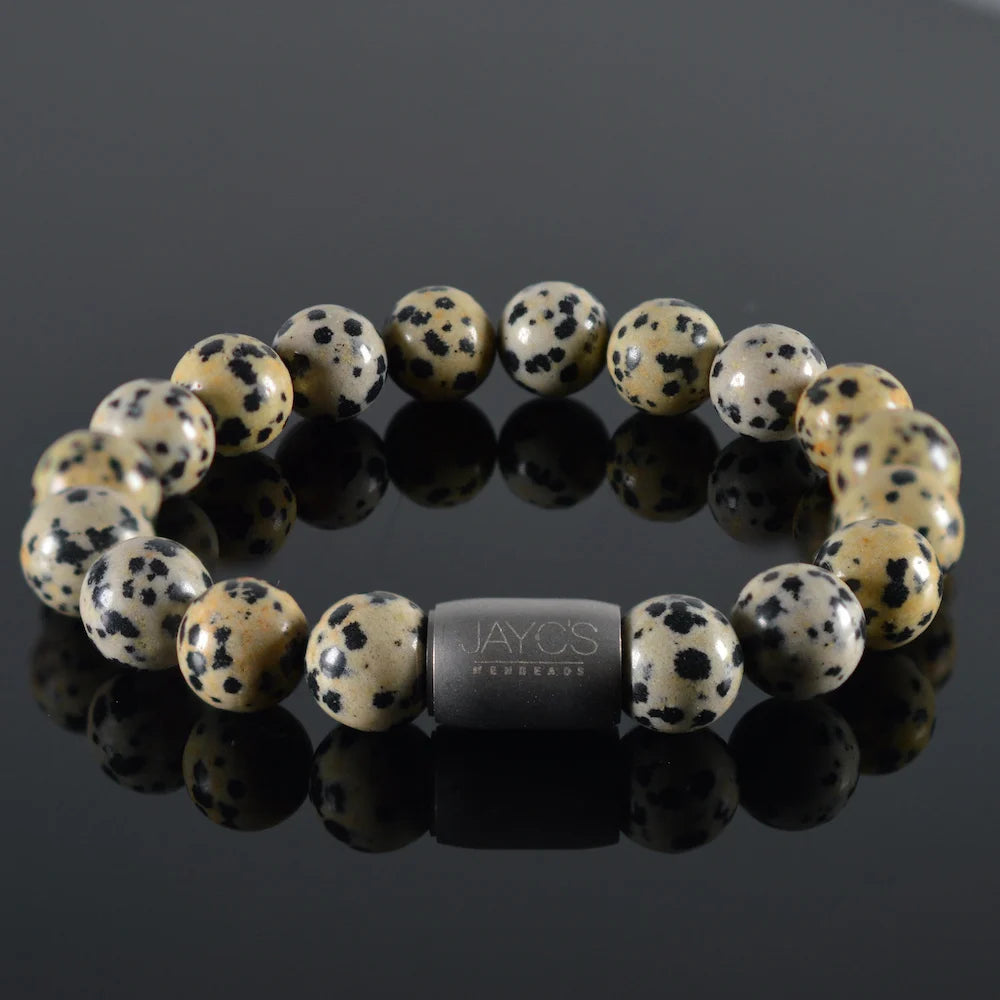 heren armband Magneet Emre, Jaspis gemêleerd groen, staal magneetsluiting staal lichtgrijs