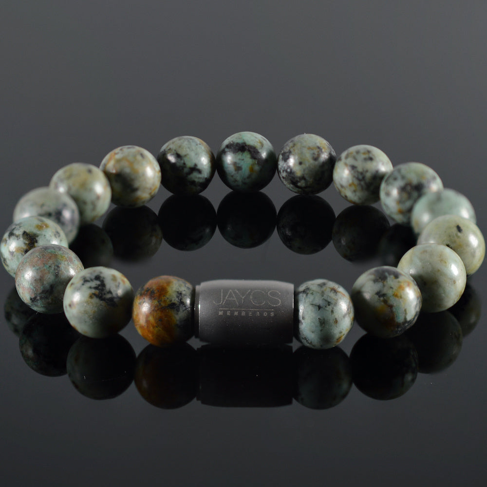 heren armband Magneet Jaxx, gemêleerd groen, staal magneetsluiting staal donkergrijs