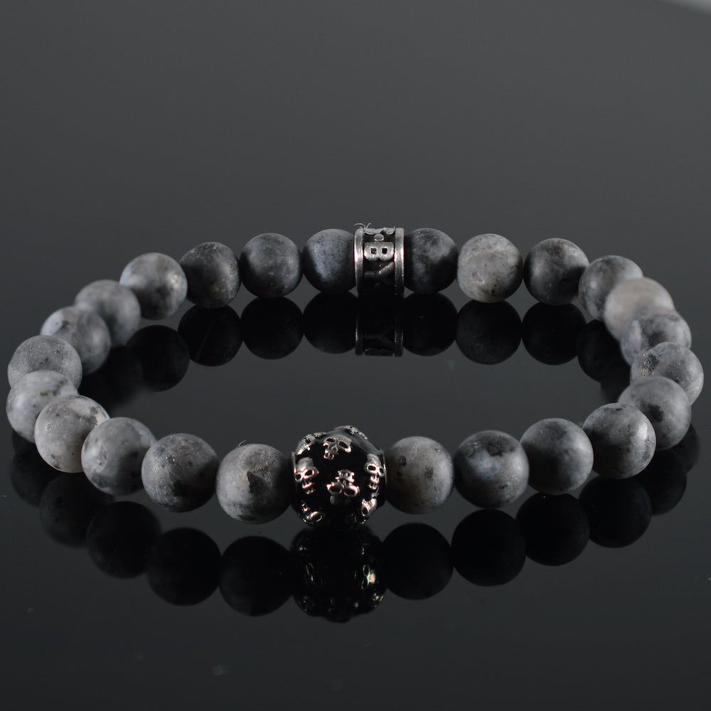 heren armband Grijs Skull, mat grijs, roestvrij staal JayC's tussenstuk